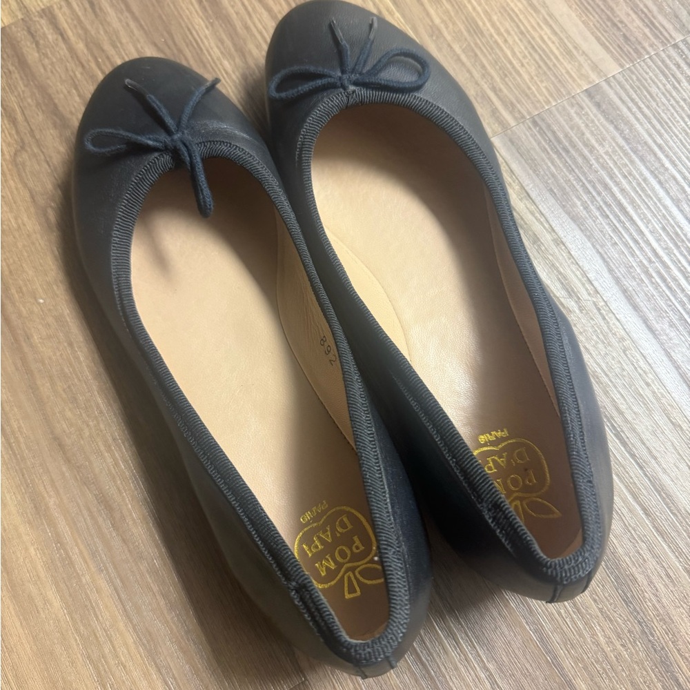 Pom D'Api Black Flats with Elegant Bow